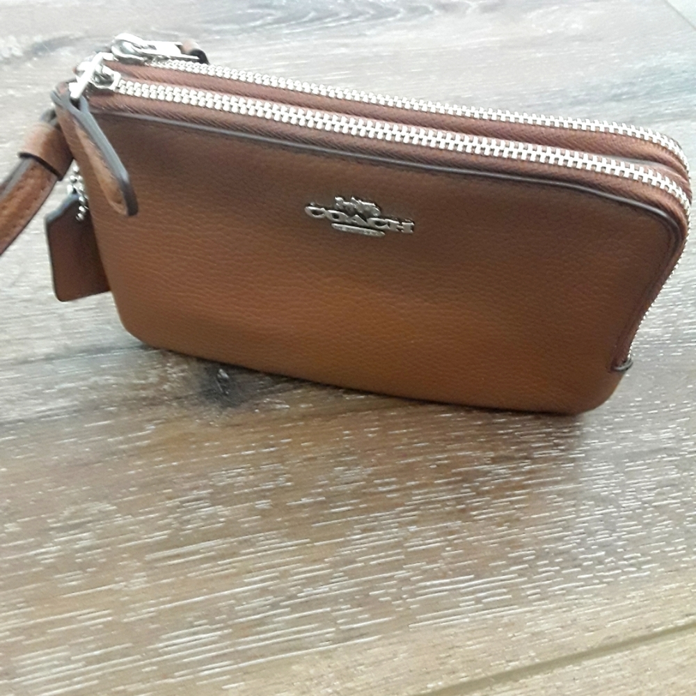 Coach Leather Double Zip Wallet Wristlet
